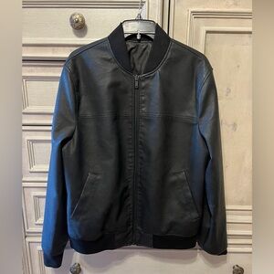 Express Men’s Reversible Vegan Leather Bomber Jacket Size M.